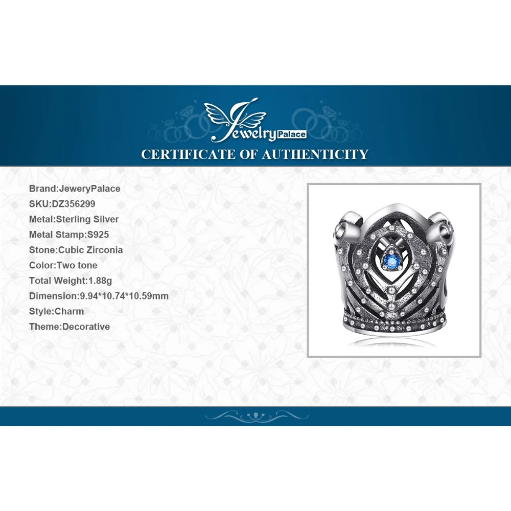 Jewelrypalace стерлингового серебра 925 величество Корона бисер Подвески Fit Браслеты