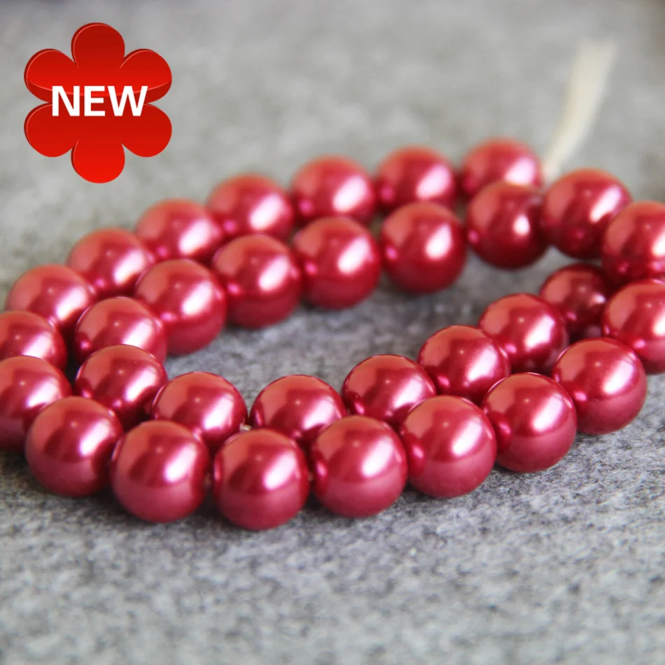 Fashion Beautiful Hot sale Rose Red Shell beads gift for women girl loose DIY 15inch Jewelry making design Wholesale and retail | Украшения