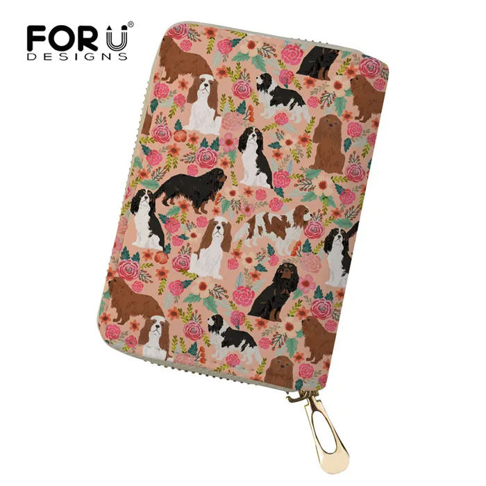 Y4020Z5 FORUDESIGNS кавалер King Charles Spaniel цветочный держатель для кредитных карт из искусственной кожи 18 бит женский бумажник для визиток чехол для путешествий - Цвет: Y4020Z5
