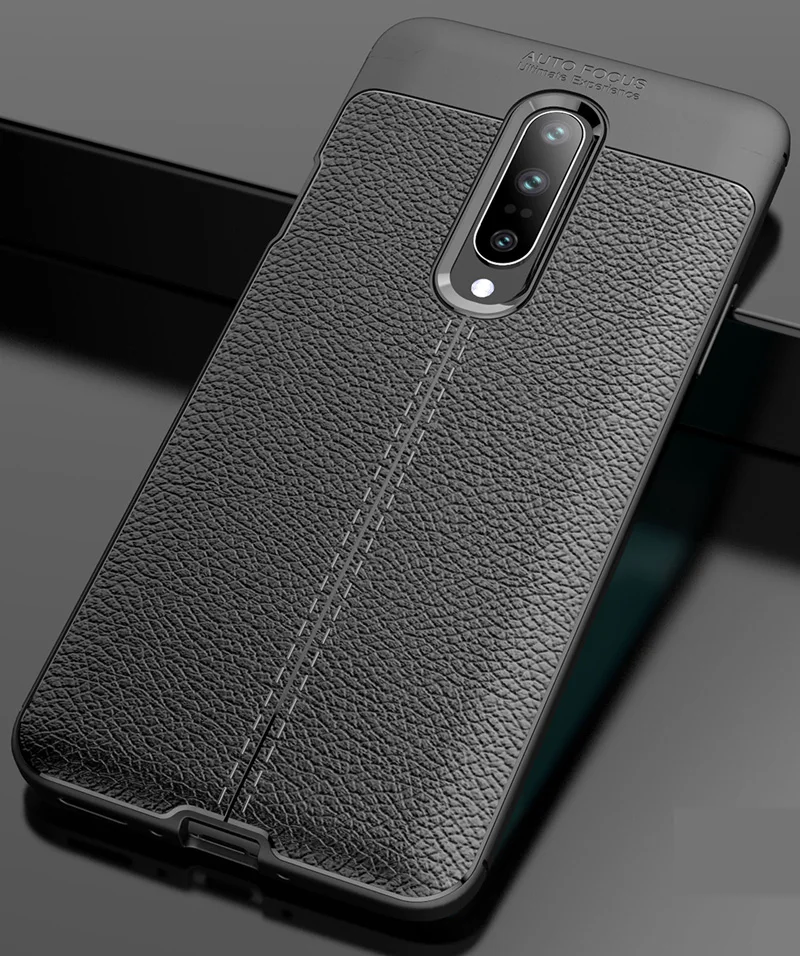 Кожаный чехол с текстурой личи для Oneplus 7 7T Pro матовый, мягкий, из ТПУ силиконовый чехол