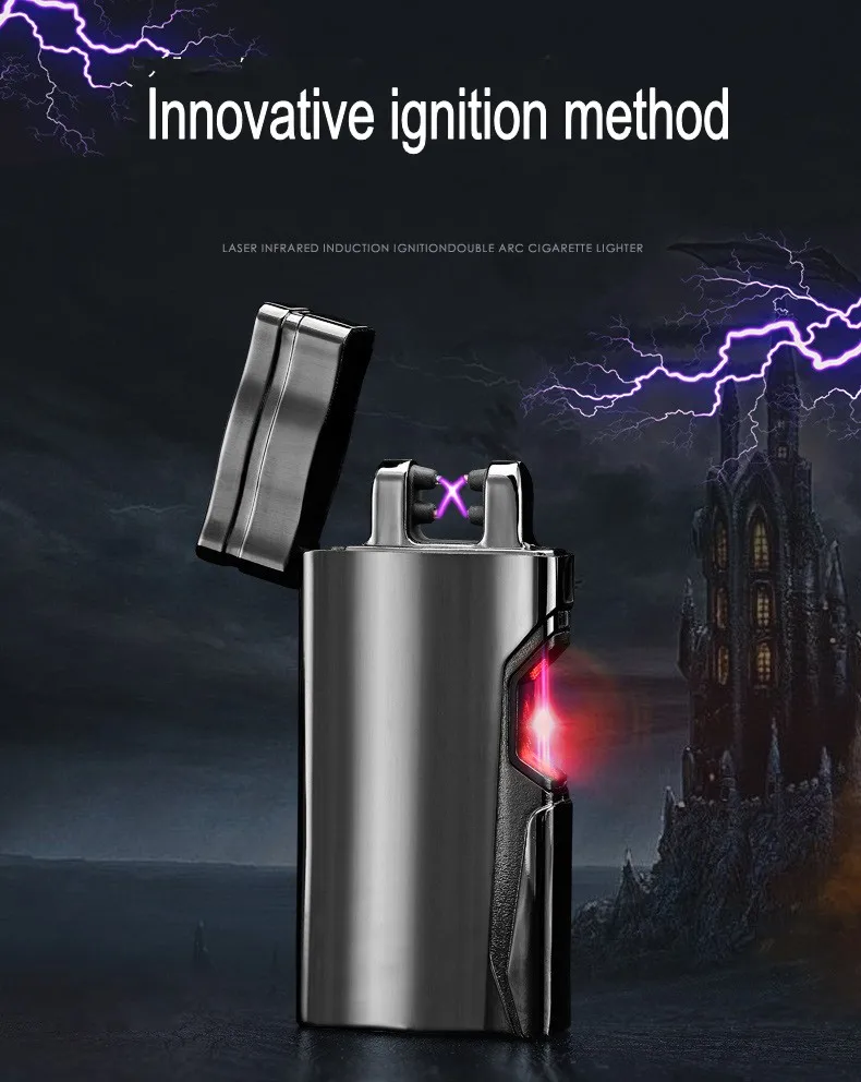Новинка 2018 лазерная сенсорная USB Зажигалка инфракрасная двойная дуговая