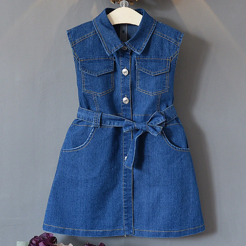 Girls Dresses 2020 Summer New Children's Clothing Simple Comfortable Sleeveless Vest Denim Dress | Детская одежда и обувь