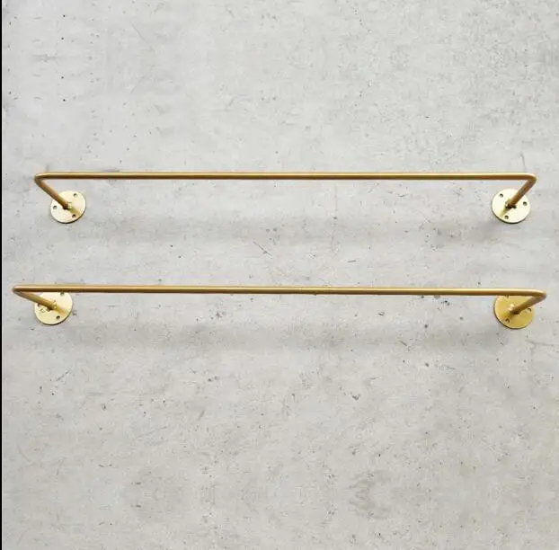 Gold display rack clothes on the wall clothing rack women's clothing shop decoration shelf wall type fine tube clothing rack