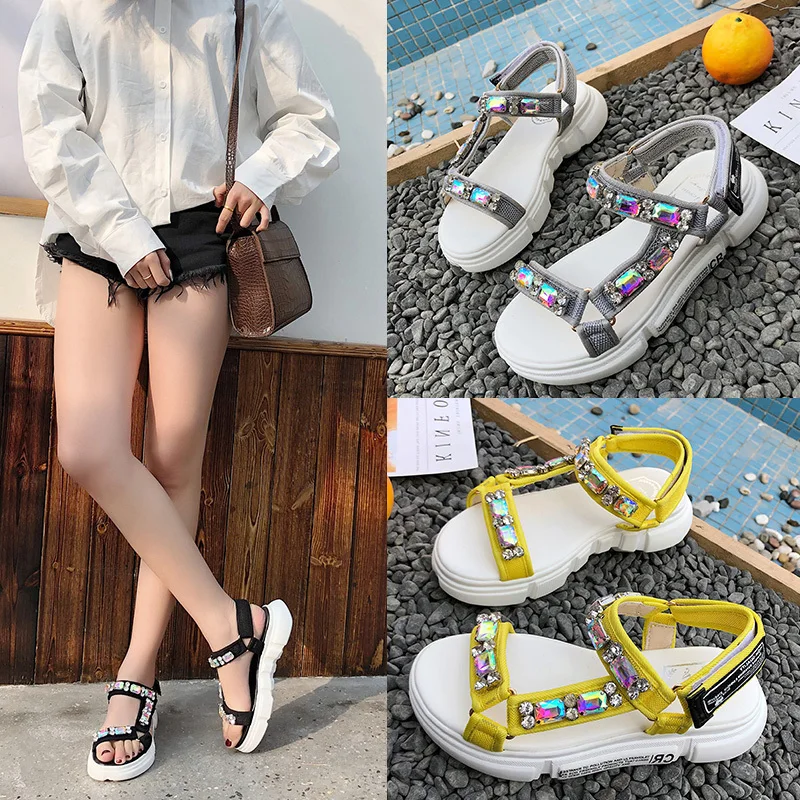 Сандалии женские с открытым носком дышащие удобные босоножки на платформе