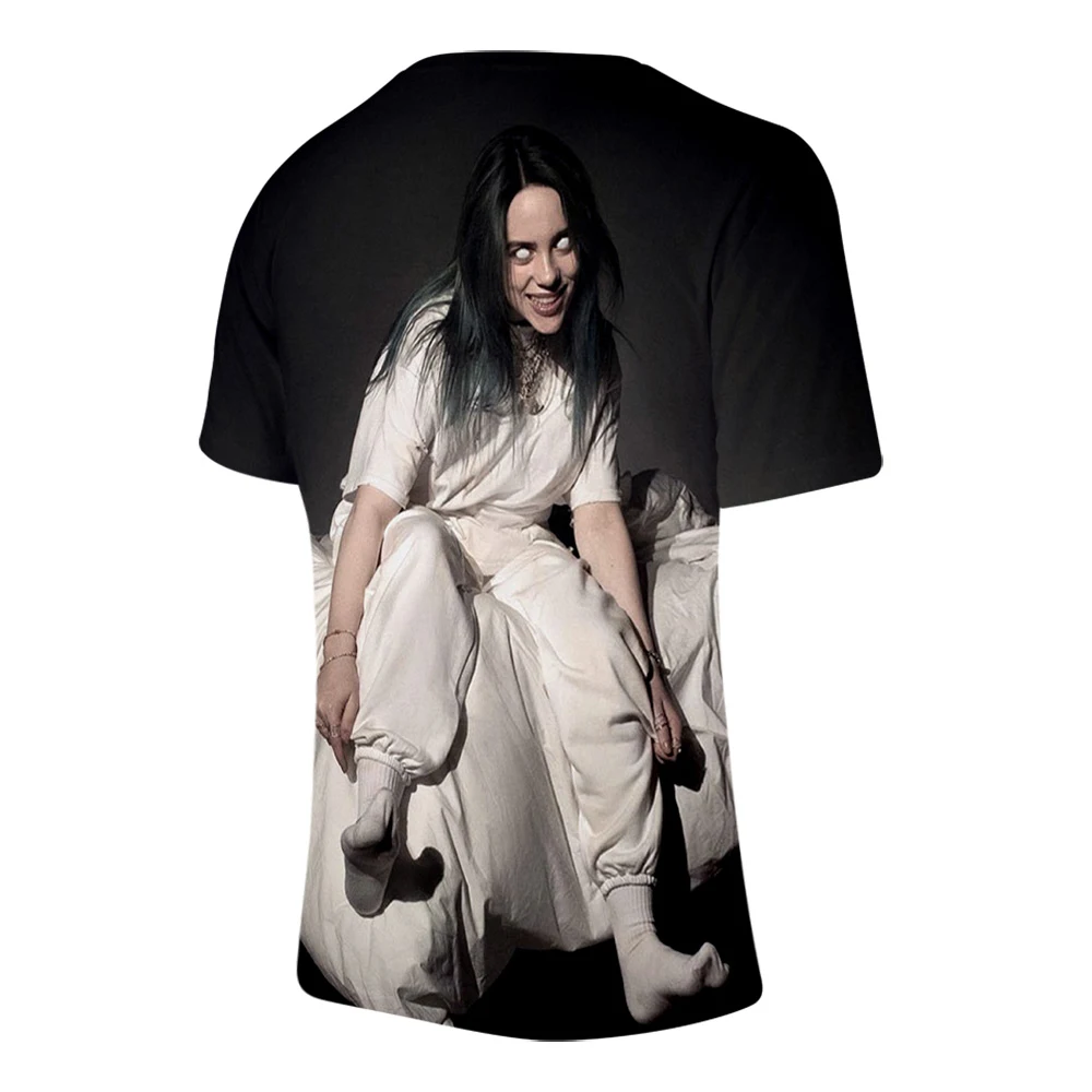 Billie Eilish, новинка, 3D футболка, для мужчин, летняя мода, хип-хоп, Harajuku, повседневная одежда, Billie Eilish, 3D, для девочек, желтая футболка