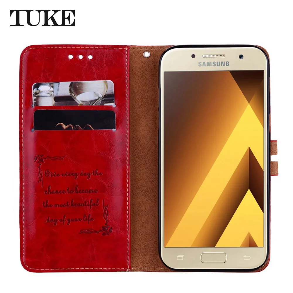 Масло воск узор флип PU силиконовый кожаный чехол-бумажник Coque для samsung A5 2017 чехол