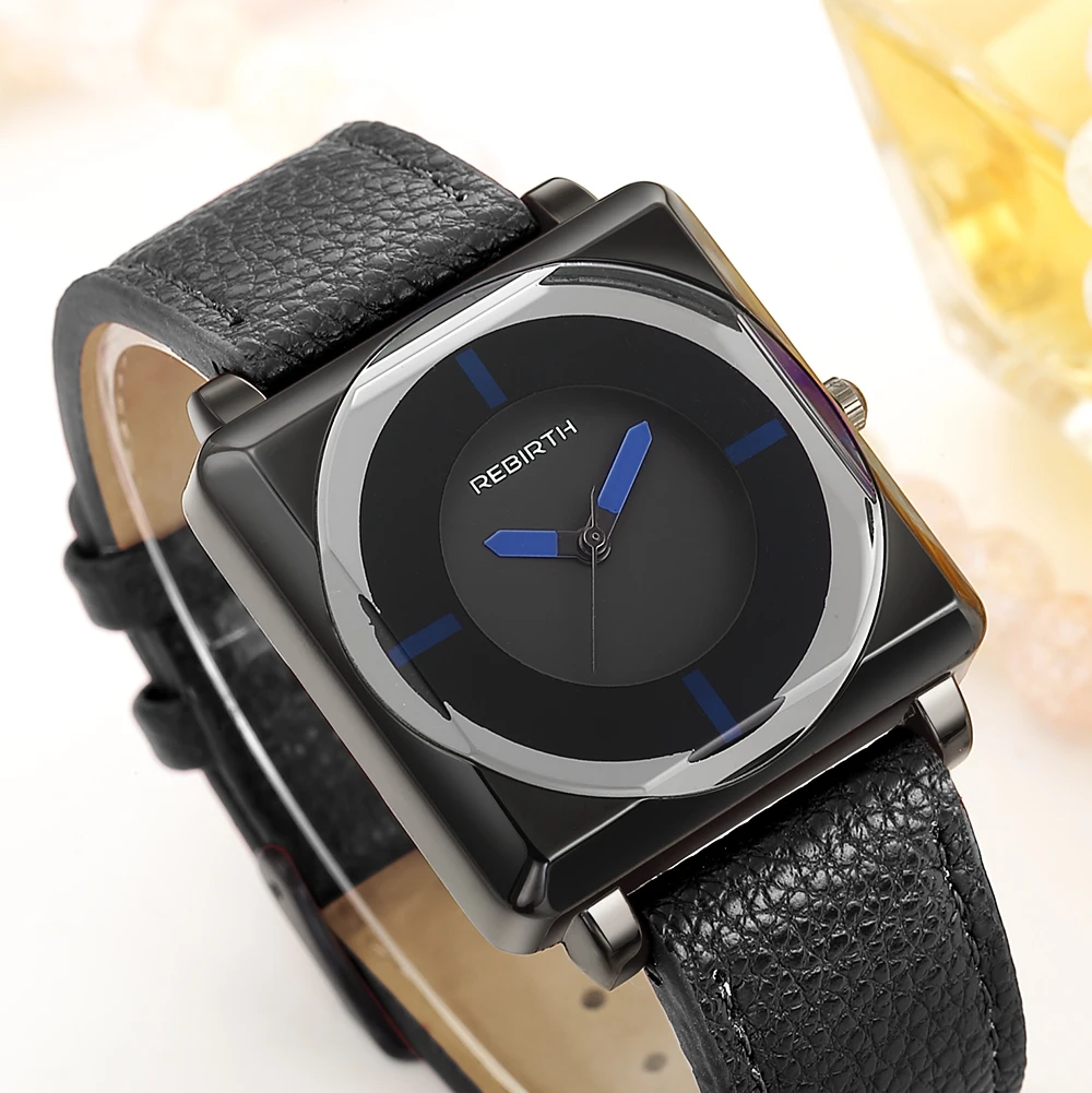 Часы наручные женские с квадратным циферблатом модные деловые простые кожаным