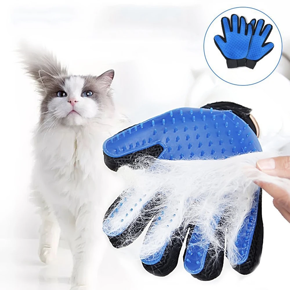 Pet Hair Glove Comb Dog Cat Grooming Cleaning Deshedding Left Right Hand Removal Brush Promote Blood Circulation | Дом и сад