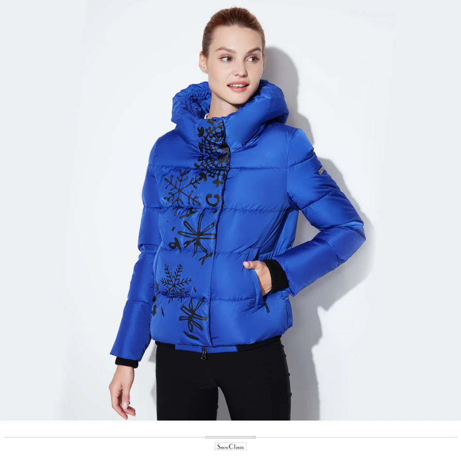 Snowclassic Spring / Summer Lady Loose Cotton Jacket Теплый дышащий лобовое стекло Упругие манжеты Европейский стиль Hoodie куртка