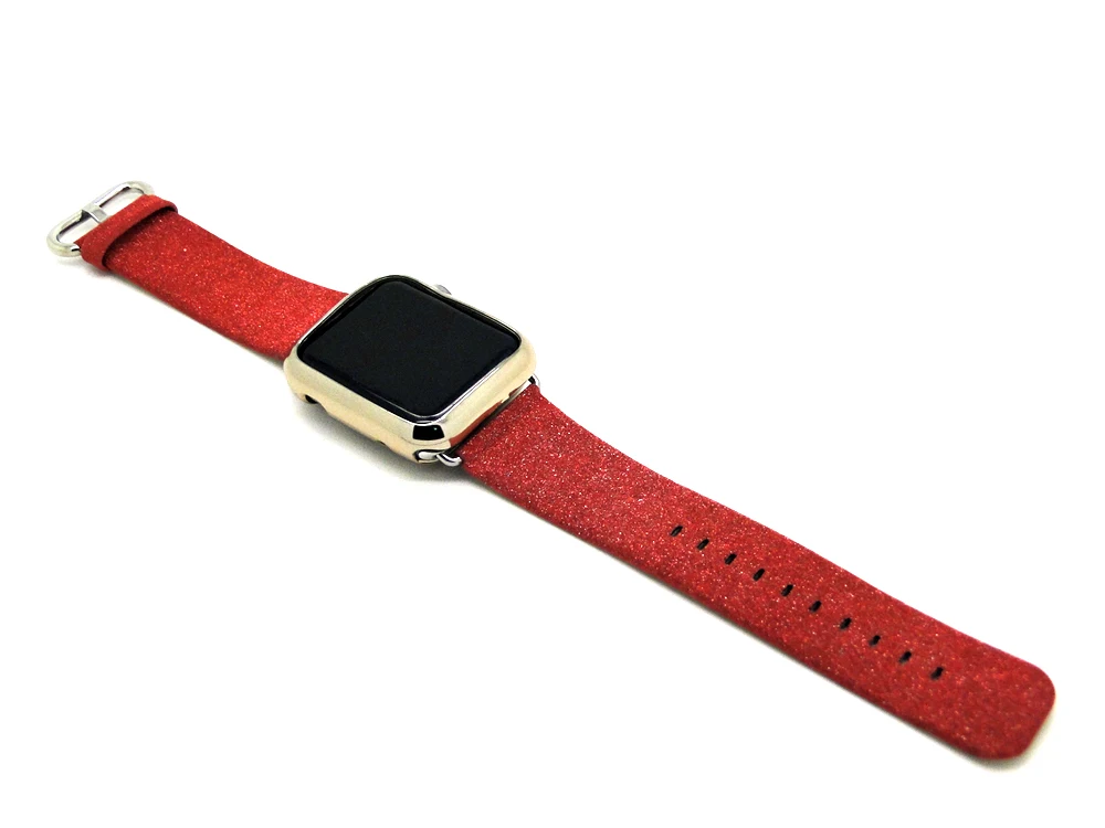 Леопардовый Радужный блестящий кожаный ремешок для Apple Watch серии 1 2 3 4 5 ремешок 44 42 мм 40 38 мм браслет для iWatch браслет