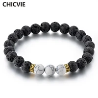chicvie black white charm distance men bracelet bangles natural stone natur bead for women jewelry jewelry bracelets sbr180023