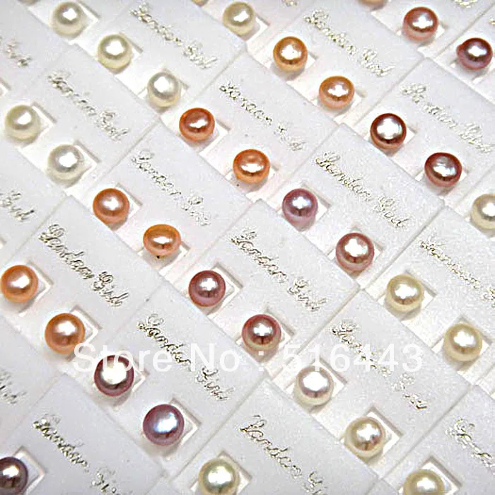 50 шт. натуральный пресноводный жемчуг посеребренные женские серьги гвоздики