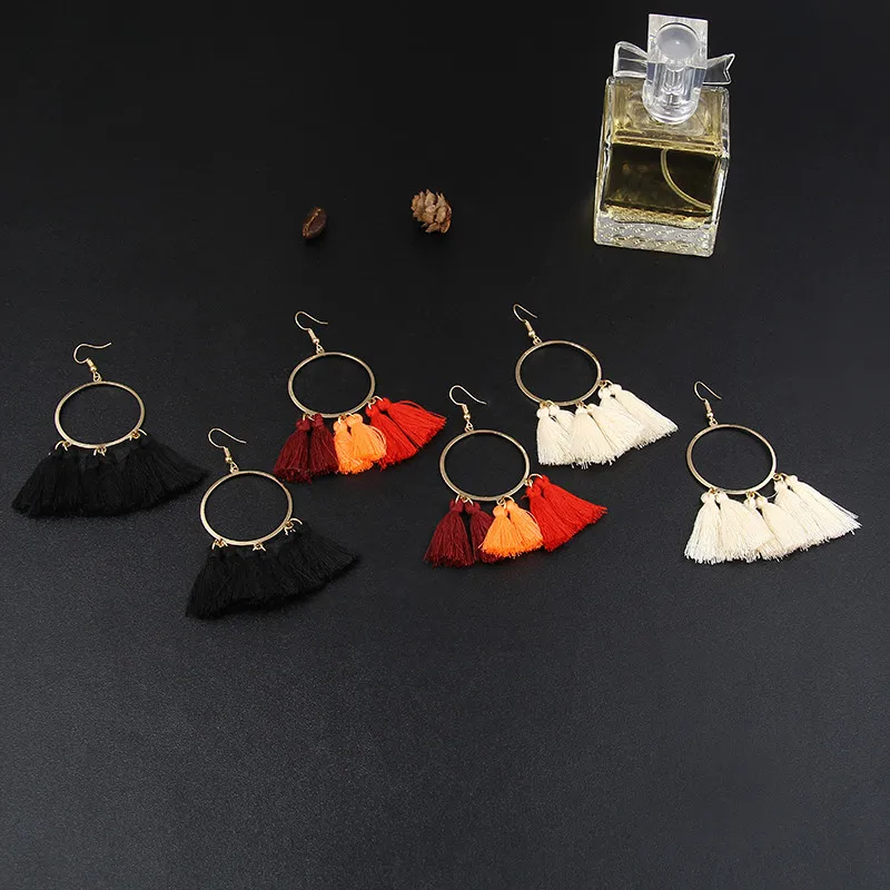 Новый Этническая богемная женская обувь с бахромой серьги для Для женщин хлопок