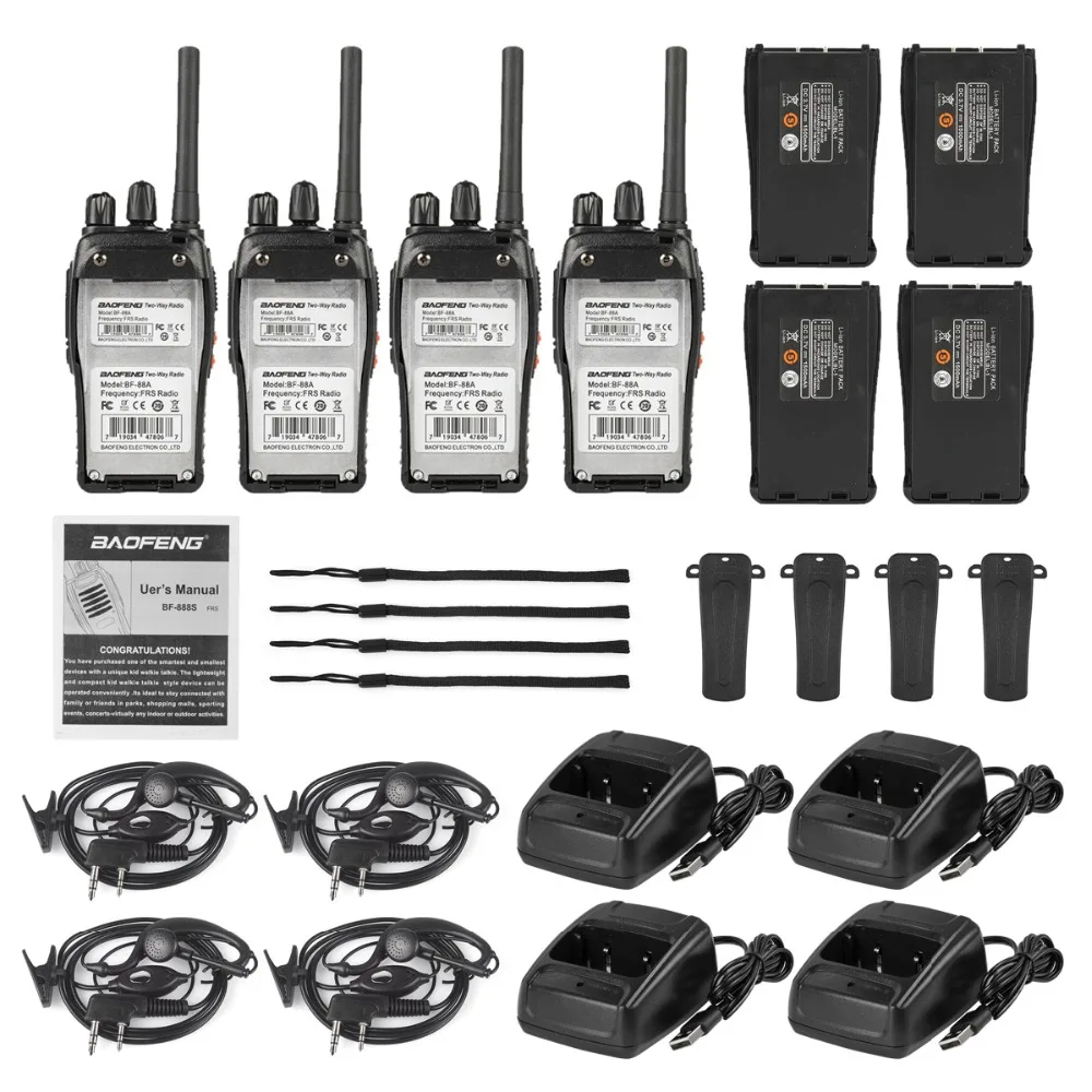 4 шт. Baofeng BF 88A FRS Walkie Talkie 0 5 вт UHF 462 467 MHz 16 CH Handheld Ham двухстороннее радио обновление