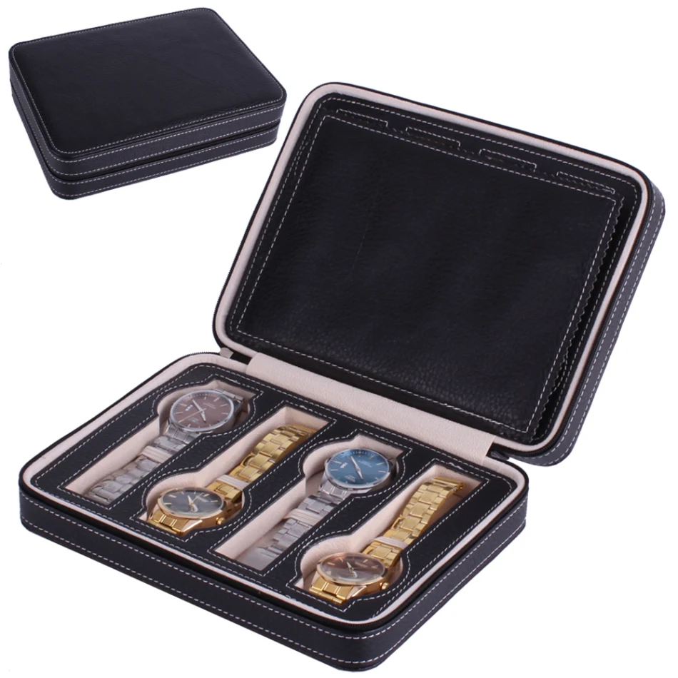 Черная переносная коробка для путешествий из искусственной кожи DICTAC Подарочная