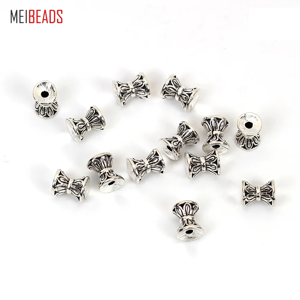 MEIBEADS 50 шт./лот 5 4*6 мм Ретро Серебряная имитация гнезда бусины колпачки сплав
