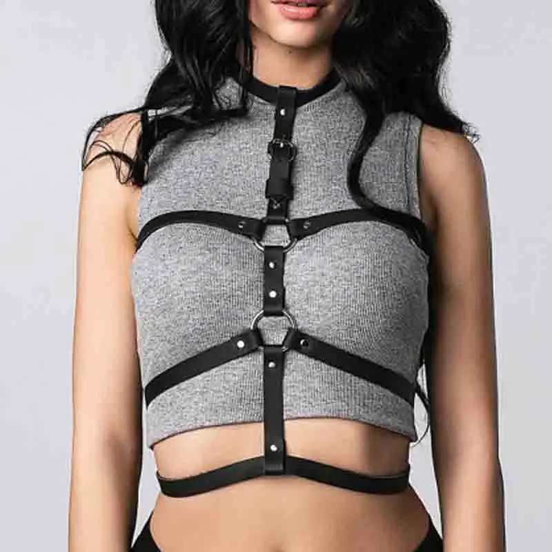 Стимпанк черный стильный кожаный жгут для женщин БДСМ фетиш Post Apocalyptic Goth большой