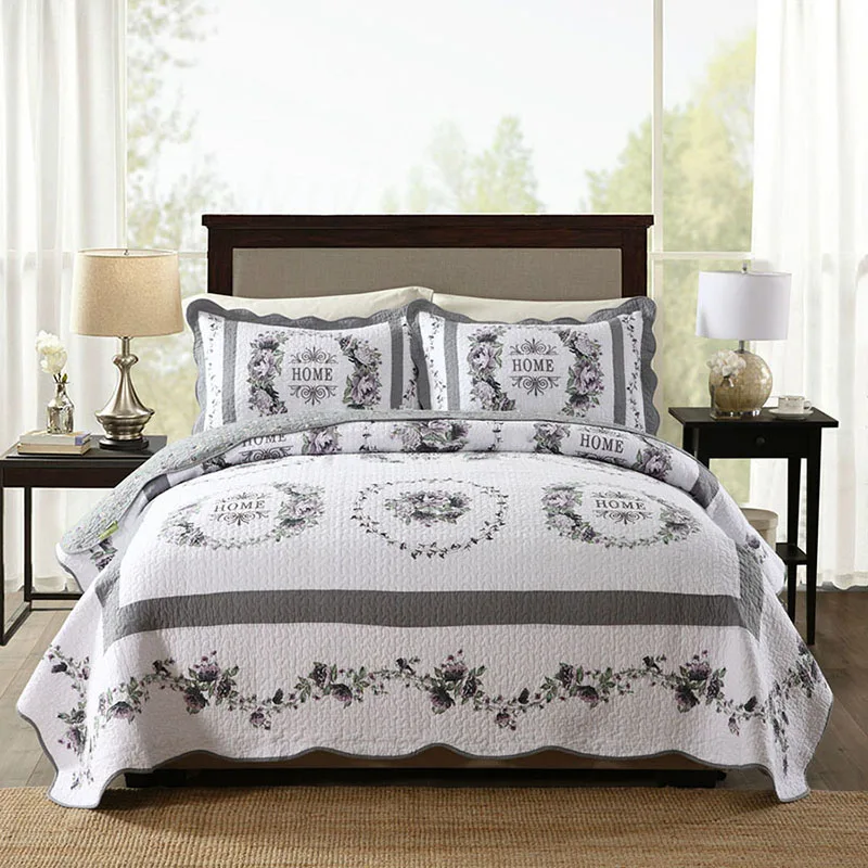 

Korea Style Bedspread on the Bed Quilt Set 3PCS Cotton Blanket for Bed Covers Pillowcase Queen Size Embroidered Summer Coverlet