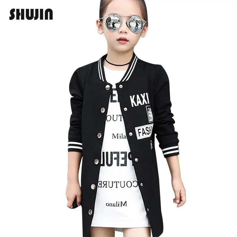 Shujin Baby Girls 2019 Fashion Autumn Spring Coat Kids Outerwear Children's Wear Casual Baseball New Korean | Детская одежда и