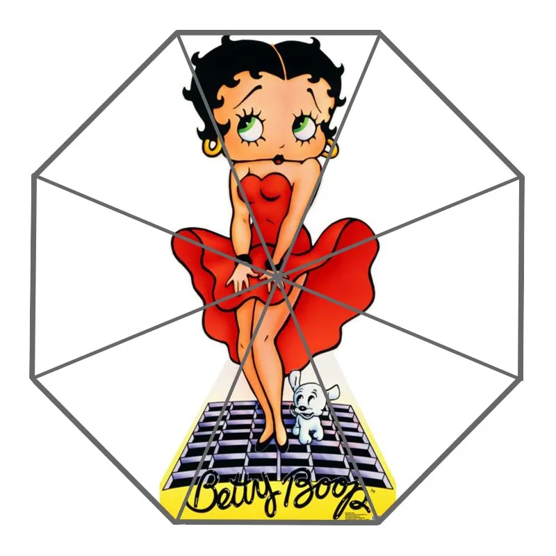 Высокое качество 3 складной зонт Betty Boop автоматический модный креативный индивидуальный зонтик для мужчин и женщин - Цвет: Бургундия