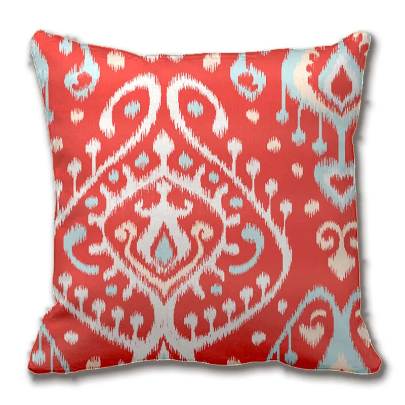 Chic Modern Teal Red Girly Ikat Tribal Pattern Pillow Decorative Cushion Cover Pillow Case Customize Gift By Lvsure For Car Sofa