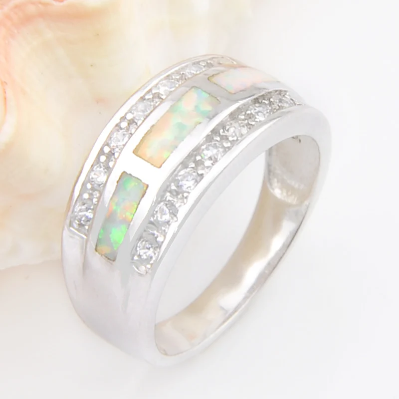 Уникальные серебряные кольца с голубым и белым огненным опалом для семьи друзей