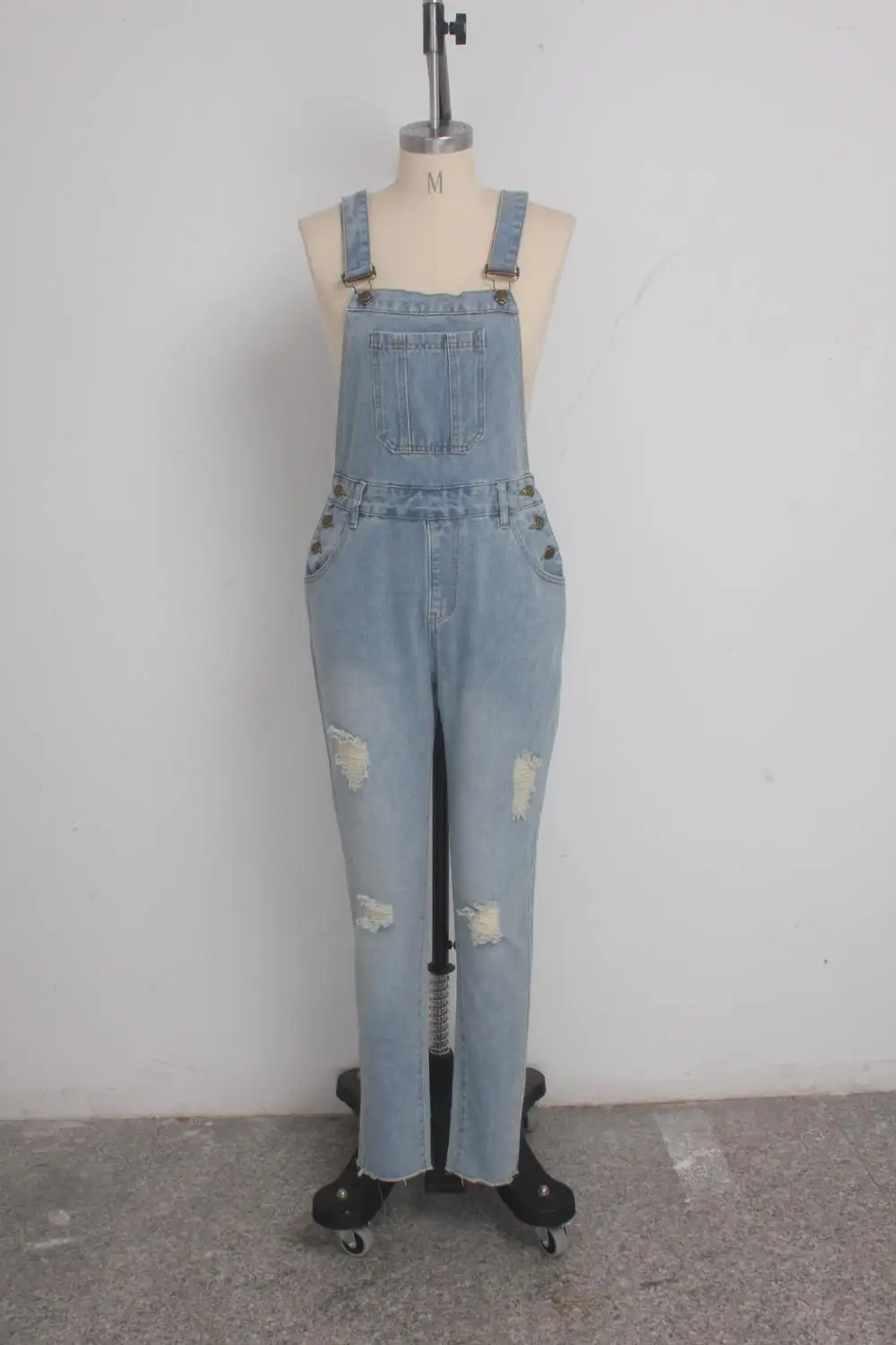 

Echoine Fashion Light Blue Denim Jeans Casual Long Jumpsuit Overalls Women Summer Hole Open Back Cross Vintage Hole Jumpsuits