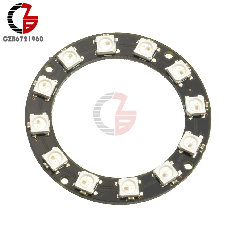 12LED RGB Ring 2 Беспроводной Wi-Fi Управление ESP8266 ESP-01 ESP-01S WS2812B 12 16 24 60 Светодиодный s 5050 RGB светодиодный кольцевой светильник светодиодный адаптер Управление; для Arduino - Испускаемый цвет: 12LED RGB Ring 2