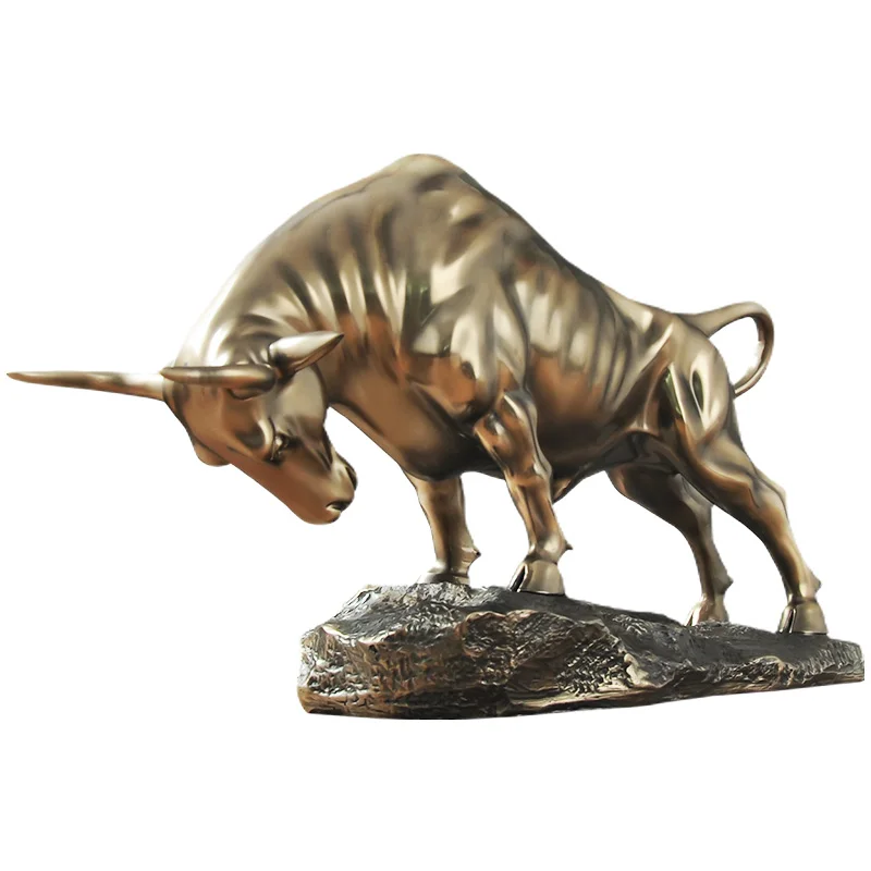 

Handmade Wild Ox Sculpture Resin Bull Statue Wildlife Ornament Home Decor Handcraft Furnishing Office Decor Business Present