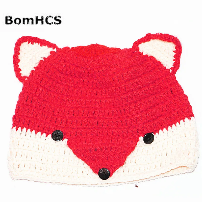 Забавная Милая шапка BomHCS в виде маленькой лисы вязаная крючком Детская ручной