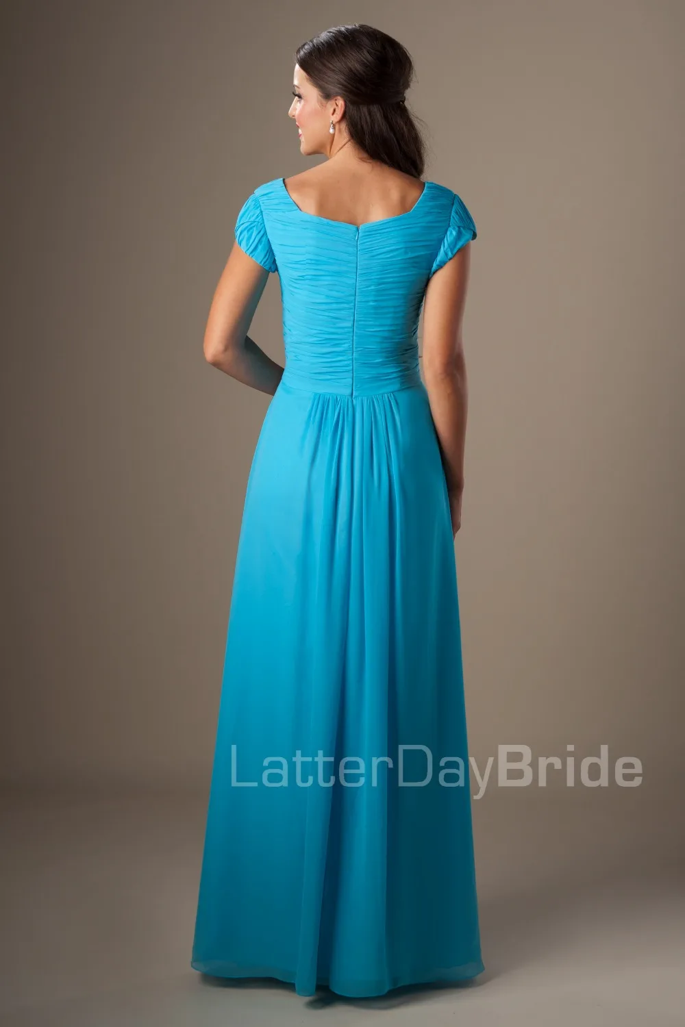 Синие трапециевидные Длинные Формальные шифоновые скромные платья для подружки