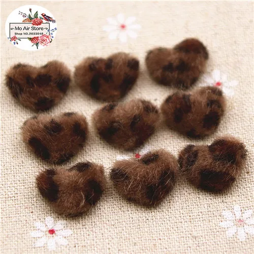 deep brown 50pcs 50 шт. 16 мм леопардовая расцветка, меховая ткань, пуговицы в виде сердца, домашний сад, ремесла, кабошон, скрапбукинг, бант для волос, центр - Цвет: deep brown 50pcs