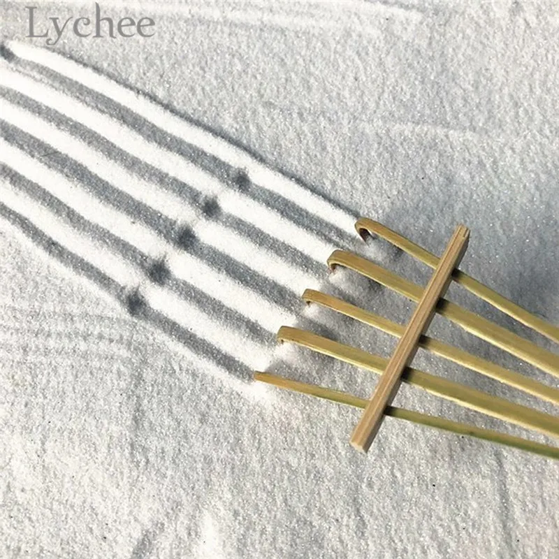 Lychee Life мини Zen Rakes для сада миниатюрный бамбуковый поднос песка инструменты