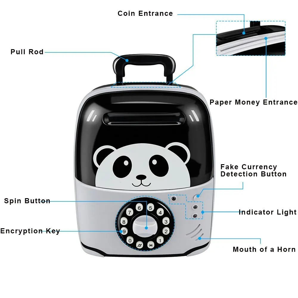 Большая копилка Panda ATM Электронная Копилка с паролем, сейф для денег, копилка для кошек, копилка hucha alcancia для детей