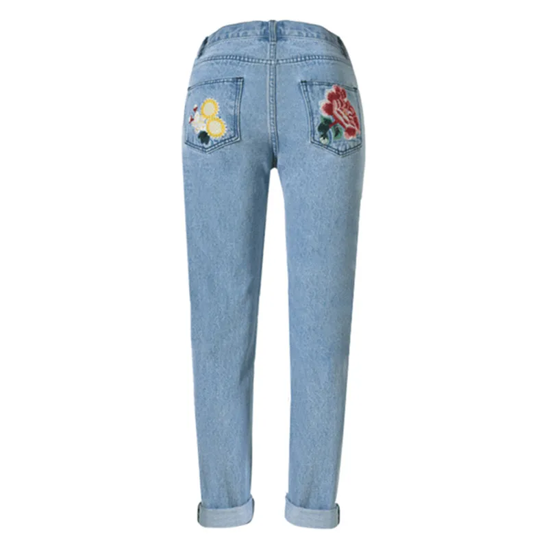 Джинсы с вышивкой LOGAMI для женщин весна осень 2018 женские джинсовые брюки джинсы