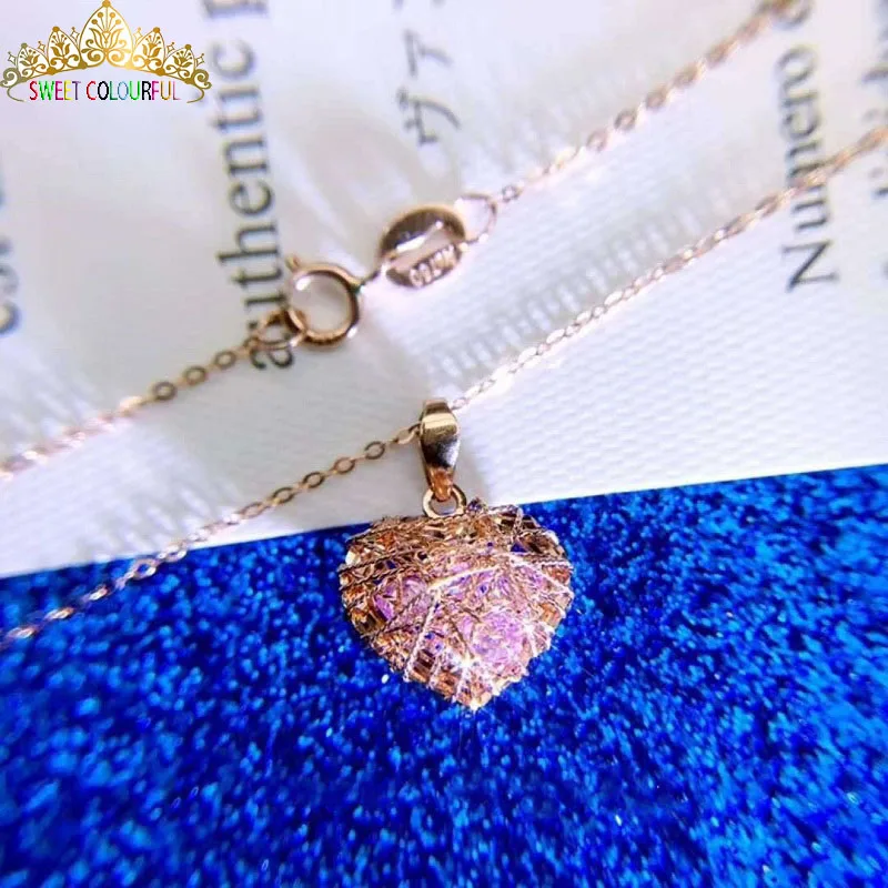 rose gold Романтическое бриллиантовое ожерелье 18 K love - Цвет камня: rose gold