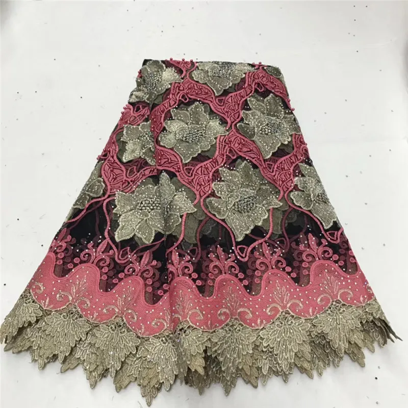 

New Design African Lace Fabric High Quality Swiss Voile Lace Fabric With Stones Embroidery French Tulle Lace 5Yards For Dress