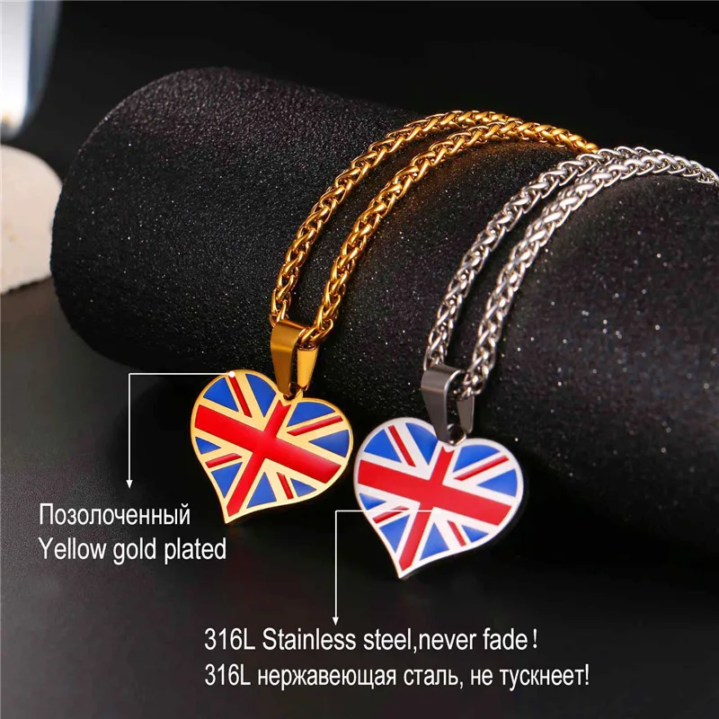 Ожерелья и кулоны Collare с флагом Великобритании золотистого цвета из нержавеющей