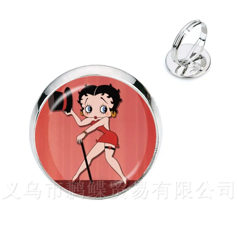 Betty Boop кольца милые девушки 80 винтажные сексуальные женские стеклянный купольный
