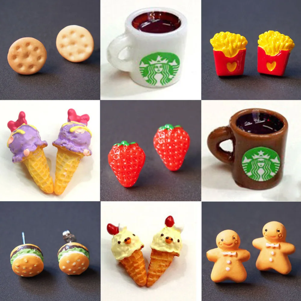 1 пара креативные милые серьги гвоздики из смолы для девочек с фруктами