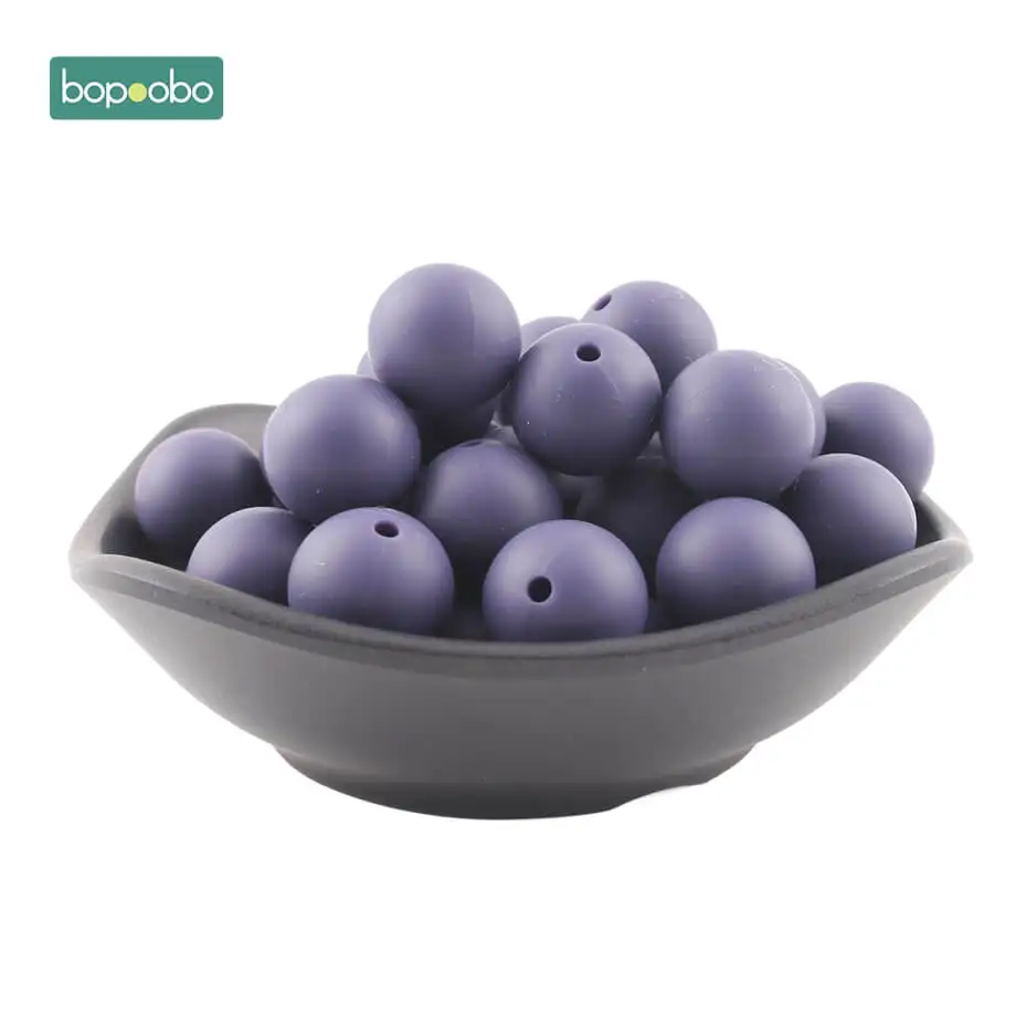 Twilight Purple Bopoobo 10 шт, силиконовые бусины, новые цветные аксессуары, круглые бусины, пищевого качества, бусины, сделай сам, ювелирные изделия, Детские Прорезыватели, бусины медсестры 15 мм - Цвет: Twilight Purple