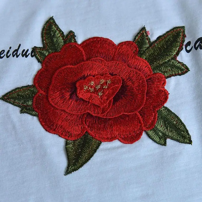 Летняя одежда для маленьких девочек футболка с вышитыми розами + джинсовая юбка в