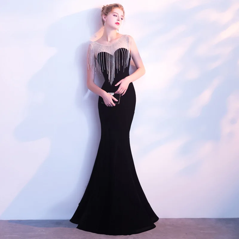 Женское платье Элегантное рыбий хвост тонкое черное женское сексуальное