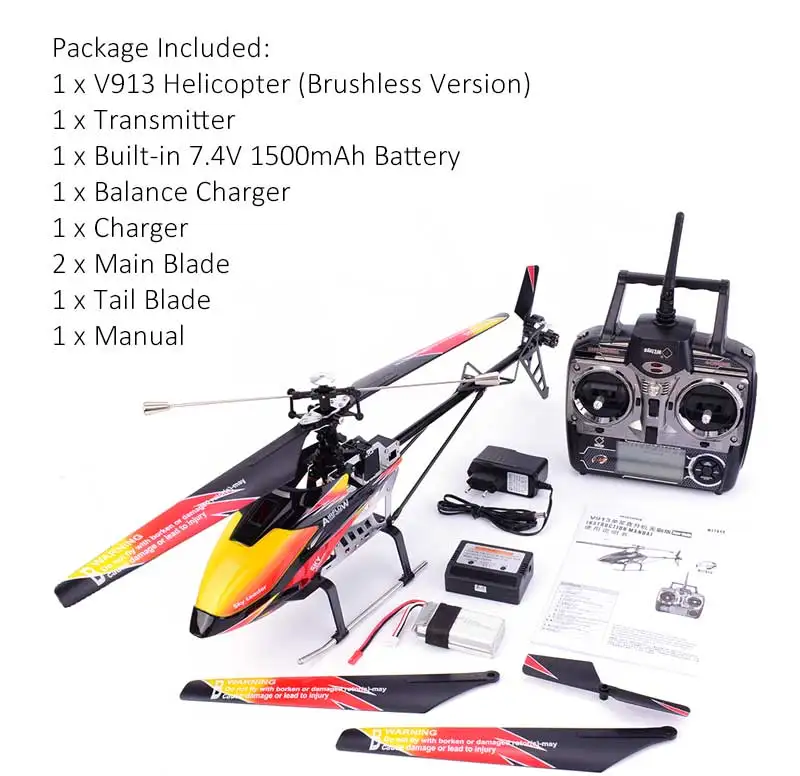 Wltoys V913 матовый 2,4G 4CH одно лезвие Встроенный гироскоп супер стабильный полет Большой Вертолет Самолет RTF RC Самолет