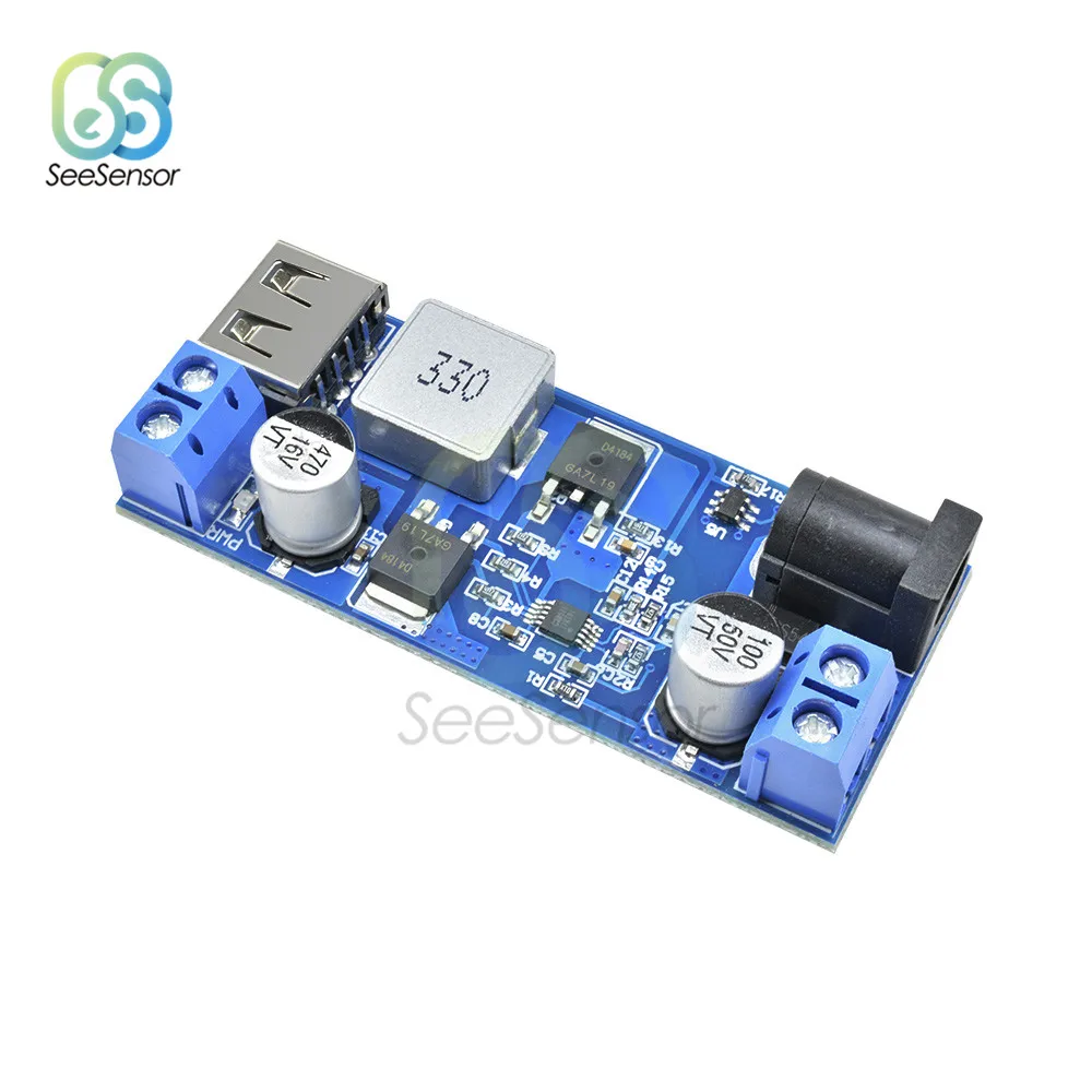 Регулируемый понижающий преобразователь источника питания USB LM2596S 24 В/12 В в 5 А