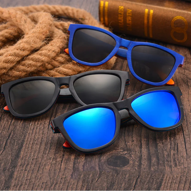 

AN SWALLOW BRAND DESIGN Men Sunglasses Bamboo Sunglasses Handmade Wooden Frame Polarized Mirror Lens Classic Gafas de sol UV400