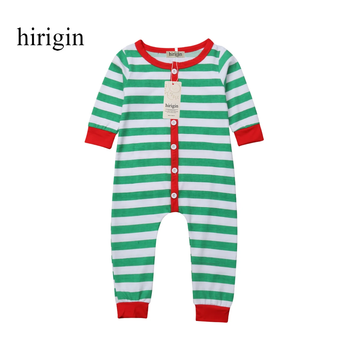 A Green Stripes Pudcoco/детская одежда, пижама Новинка года, комбинезон в полоску, теплая Домашняя одежда, комбинезон для новорожденных мальчиков и девочек, 1 предмет, одежда для сна, Рождественский комплект - Цвет: A Green Stripes