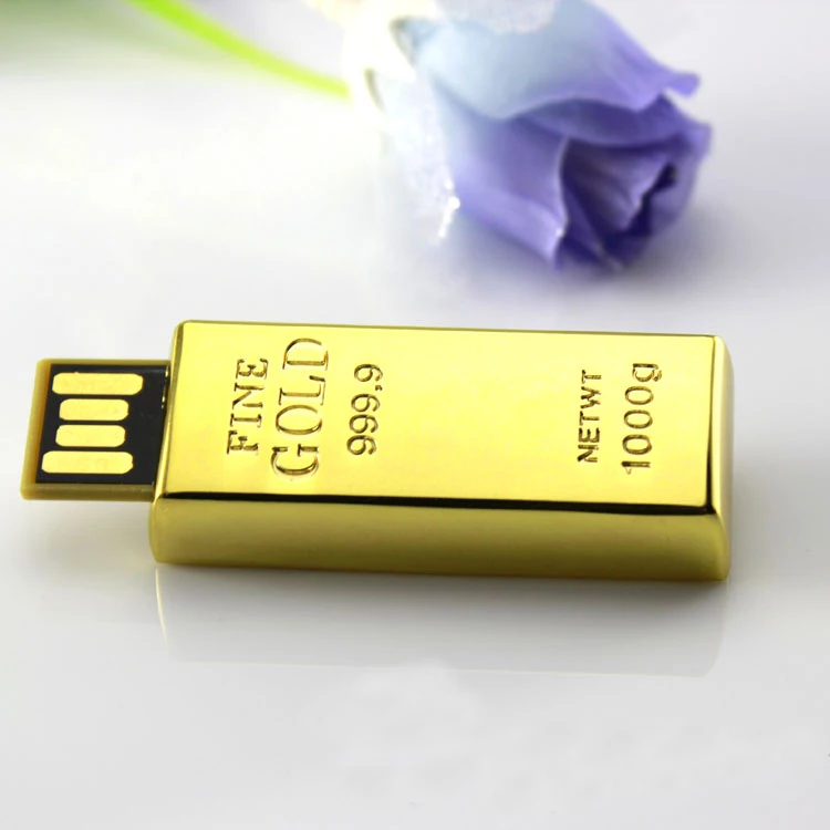 

Newest Golden Usb Flash Drive Pen Drive 8GB 16GB Gold Bar USB 2.0 Flash Memory Pendrive Stick Disk On Key 64GB 128GB 512GB 1TB
