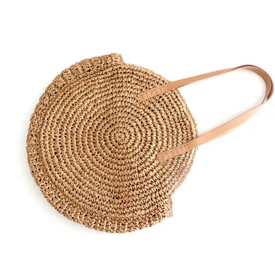 Круглая Соломенная пляжная сумка винтажная тканая ручной работы рафия круг