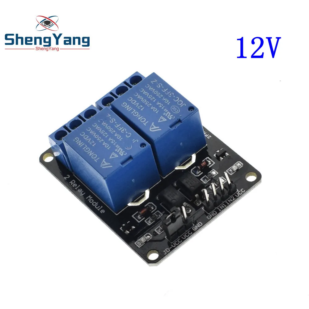 12V 2 channel 1 шт. ShengYang 5 в 12 В 24 В 1 2 4 8 канальный релейный модуль с оптроном релейный выход 1 2 4 8 способ релейный модуль для arduino diy - Цвет: 12V 2 channel